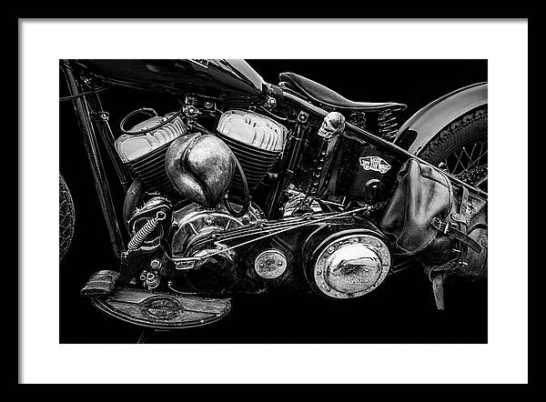 svartvit bild gammail motorcykel harley-davidson